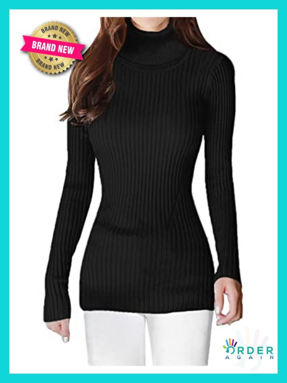 Womens Ribbed Turtleneck Sweater Viscose Blend Knit, Sexy Slim Fit Long Sleeve